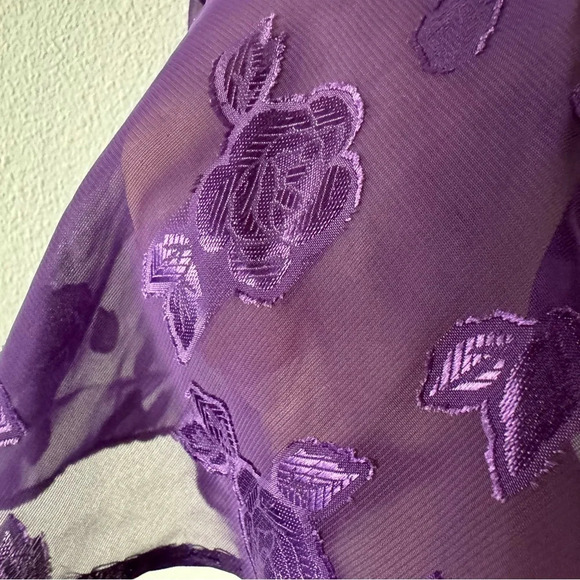 Vintage Lingerie Floral Sheer Nightie Slip Dress Petra Fashions Small Purple - Picture 4 of 9